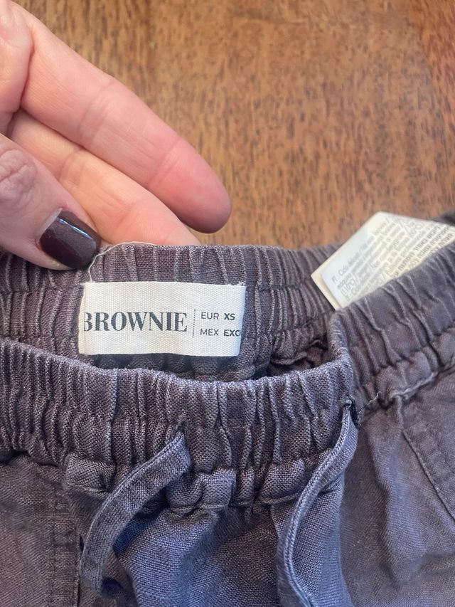 Pantalón cargo lino gris BROWNIE