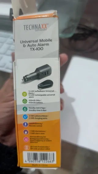 TECHNAXX TX-100 Alarma Móvil Universal