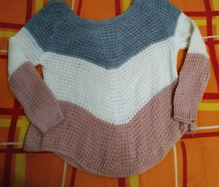 Jersey Bershka Chevron Gris Rosa Blanco