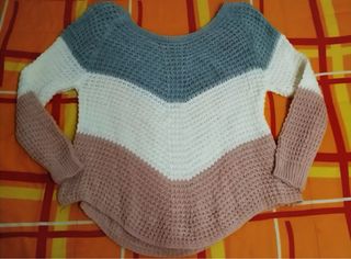 Jersey Bershka Chevron Gris Rosa Blanco