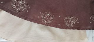 Falda vuelo marrón y beige con bordado