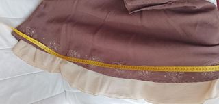 Falda vuelo marrón y beige con bordado