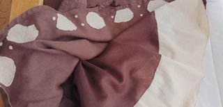 Falda vuelo marrón y beige con bordado