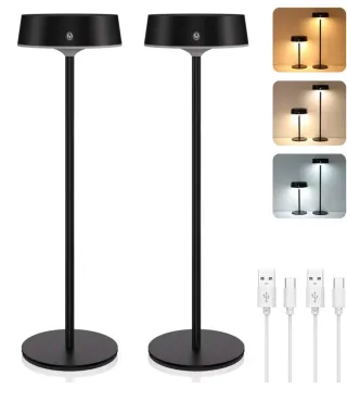 Lámparas de Mesa LED Negra (2 uds)