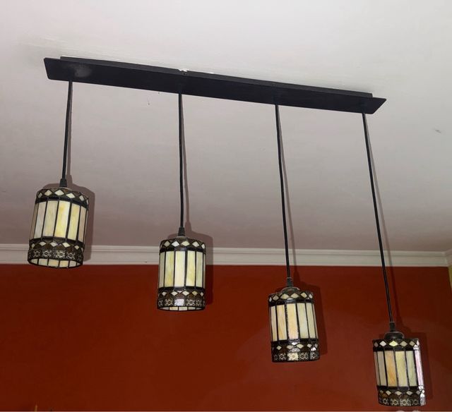 Lámpara de techo Tiffany cristal y metal