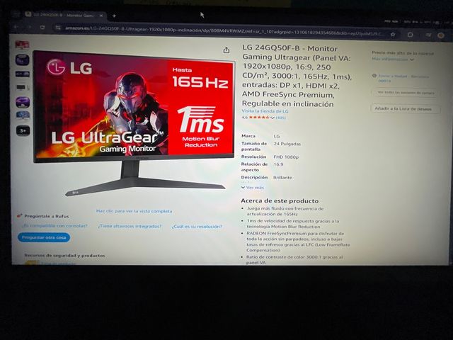 Monitor LG 24GQ50F-B 165Hz 1ms