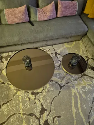 Tavoli da salotto rotondi argentati