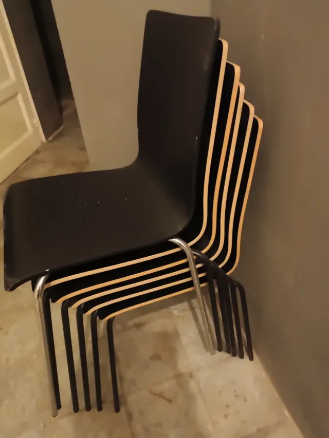 6 Sillas Madera y Metal Negras/Marrones