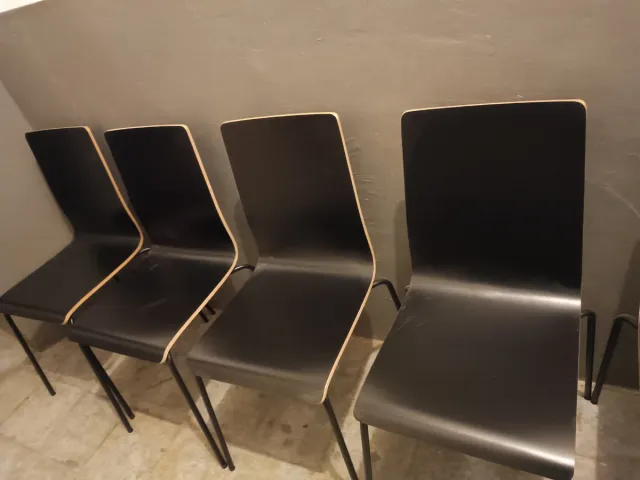 6 Sillas Madera y Metal Negras/Marrones