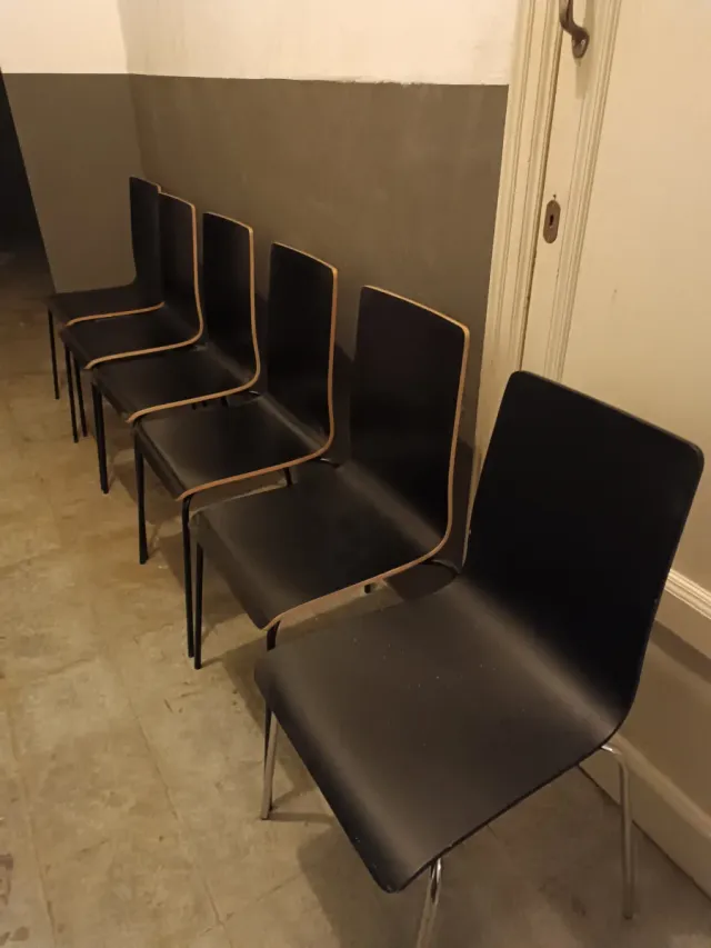 6 Sillas Madera y Metal Negras/Marrones