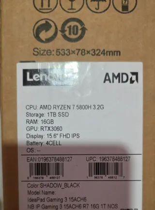 Lenovo ideapad gaming 3 15ACH6