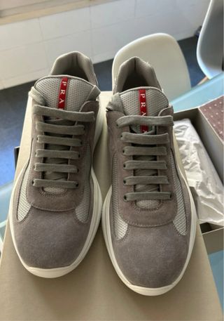 Prada Scamosciato Bike Gris/Blanco