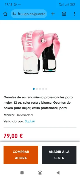 Guantes Everlast Elite Rosa y Blanco. 12oz