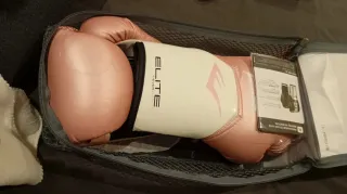 Guantes Everlast Elite Rosa y Blanco. 12oz