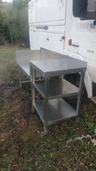 Mesa de acero inoxidable cocina industrial bar