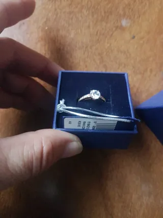 Anillo Swarovski Azul y Dorado Nuevo