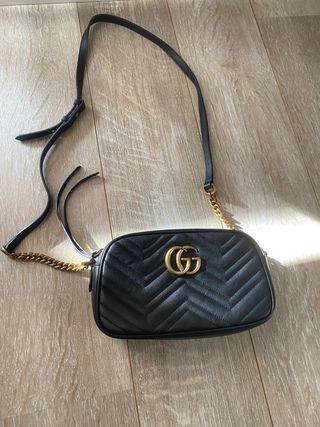 Borsa GG marmont imbottita nera a tracolla