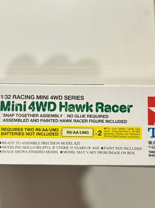 Tamiya Mini 4WD Hawk Racer Kit montaggio 1/32