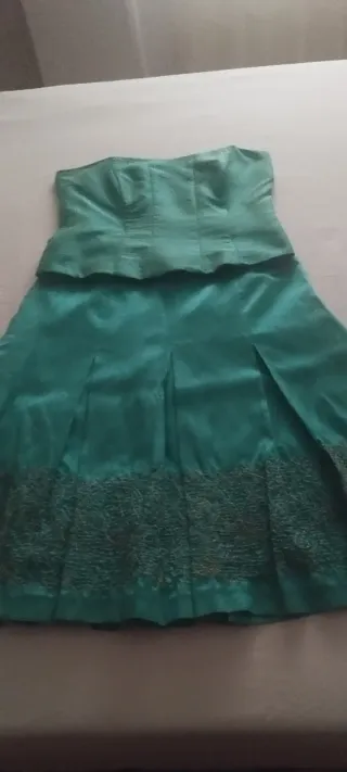 Vestido de fiesta verde azulado