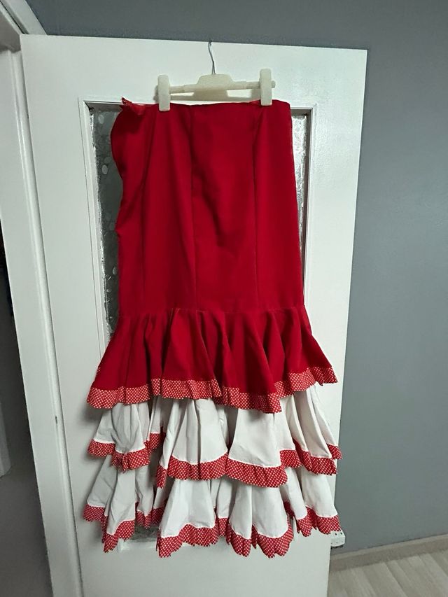 Falda flamenca volantes lunares talla 44