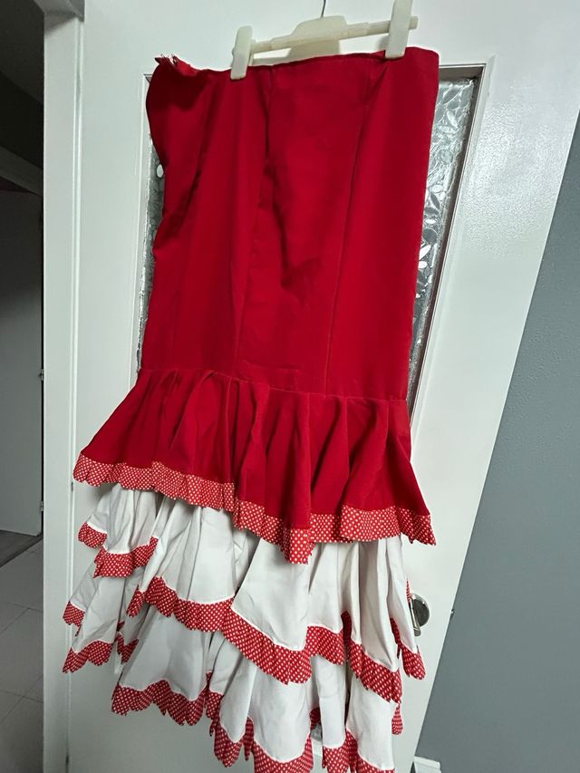 Falda flamenca volantes lunares talla 44