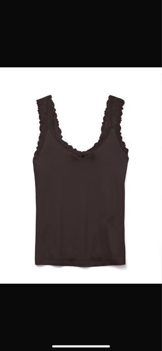 Top tirantes encaje marrón chocolate.