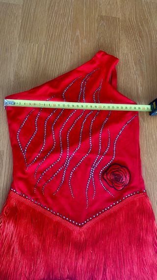 Maillot patinaje artístico rojo con pedrería