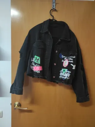 Cazadora vaquera negra mujer