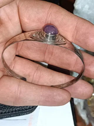 Brazalete Plata Ley Rubi Estrella Rosa