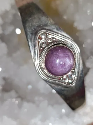 Brazalete Plata Ley Rubi Estrella Rosa