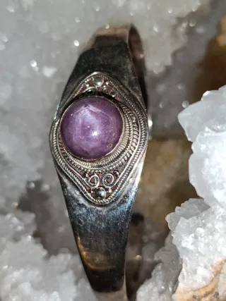 Brazalete Plata Ley Rubi Estrella Rosa