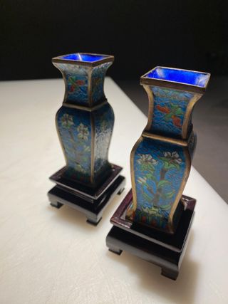 Coppia di vasi cinesi Cloisonné 10cm