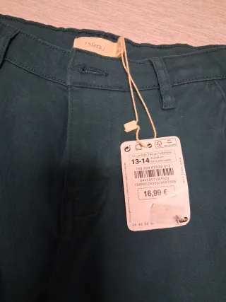 Pantalón chino niño verde talla 13-14