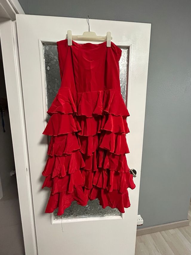 Falda flamenca roja talla 46-48