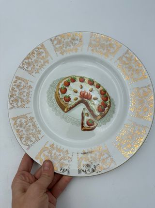 Piatto da torta decorato oro