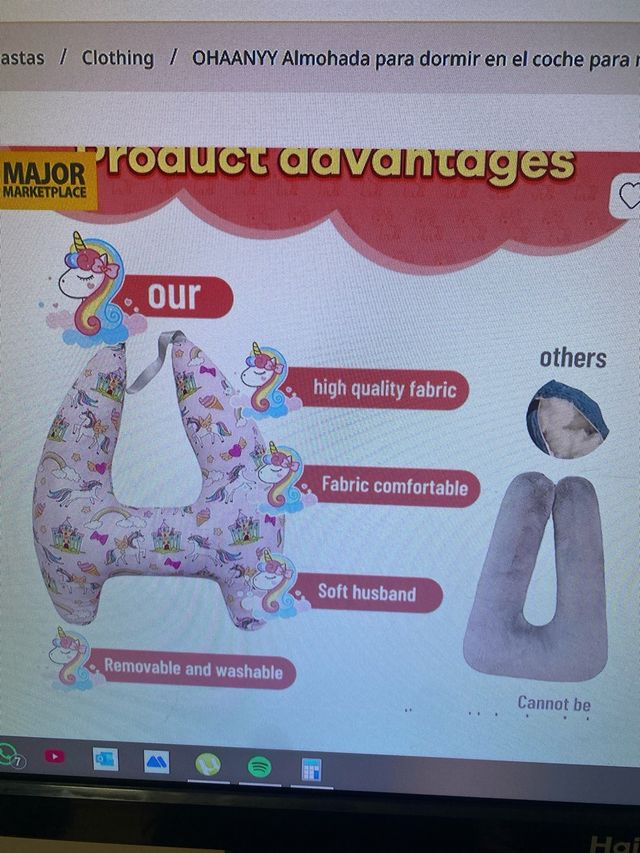 Almohada viaje OHAANYY niños coche unicornios