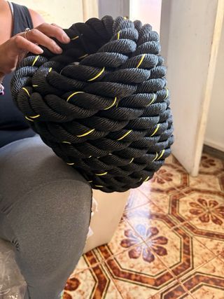 Cuerda CrossFit Negra con Líneas Amarillas