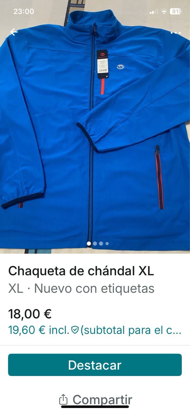 Chaqueta chándal azul XL