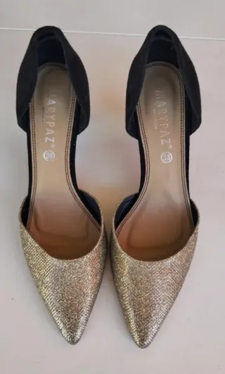 Zapatos de salón Marypaz dorados y negros T.38