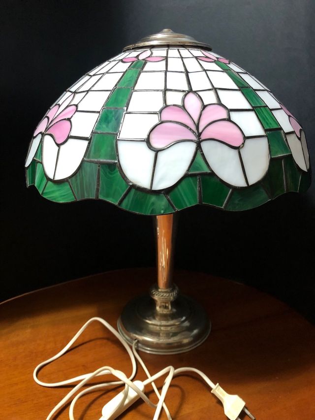 Lampada Tiffany Base Argento 800