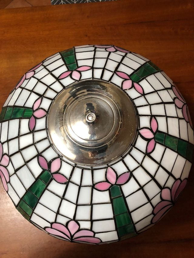 Lampada Tiffany Base Argento 800