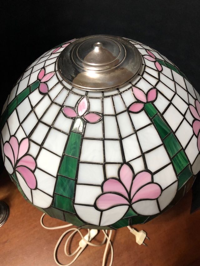 Lampada Tiffany Base Argento 800