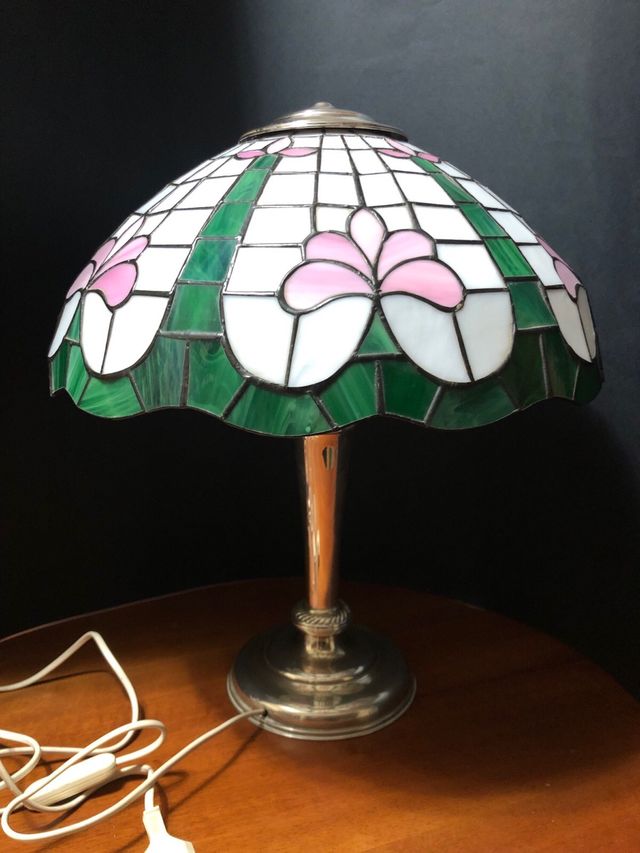 Lampada Tiffany Base Argento 800