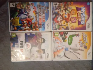 4 Juegos Wii: Super Smash Bros, FIFA 12, MySims Pa