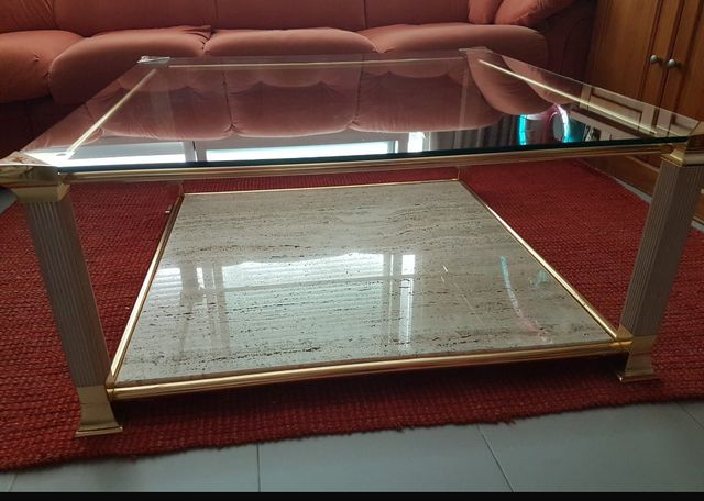 Tavolino in marmo e cristallo