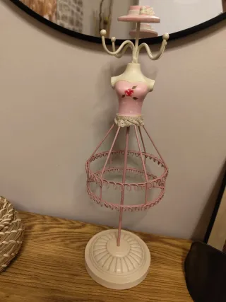 Porta bisutería vestido rosa y beige