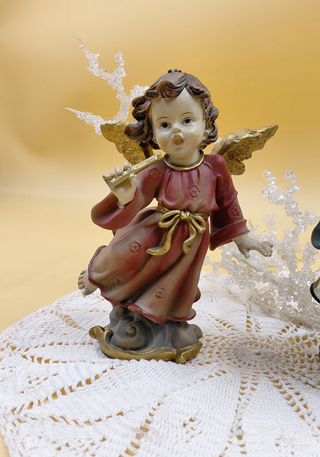 Coppia Angioletti Musicanti Resina