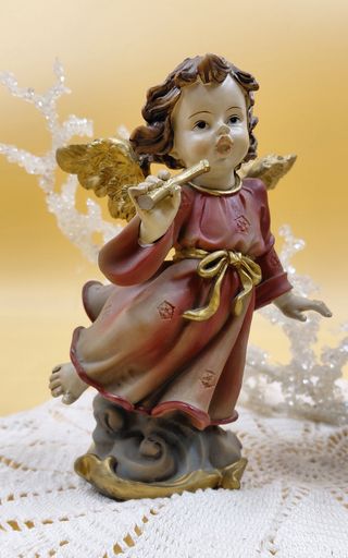 Coppia Angioletti Musicanti Resina