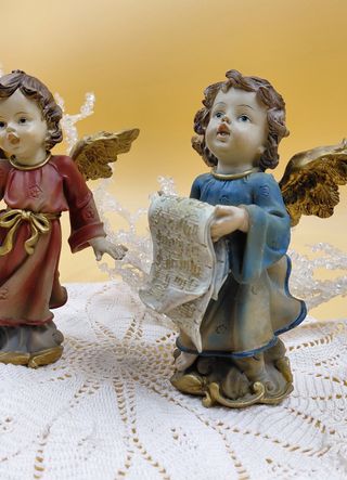 Coppia Angioletti Musicanti Resina