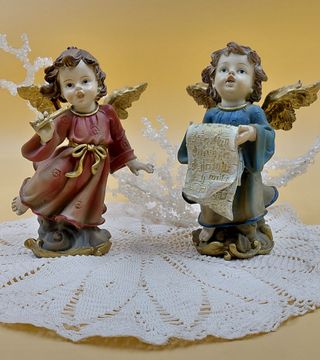 Coppia Angioletti Musicanti Resina